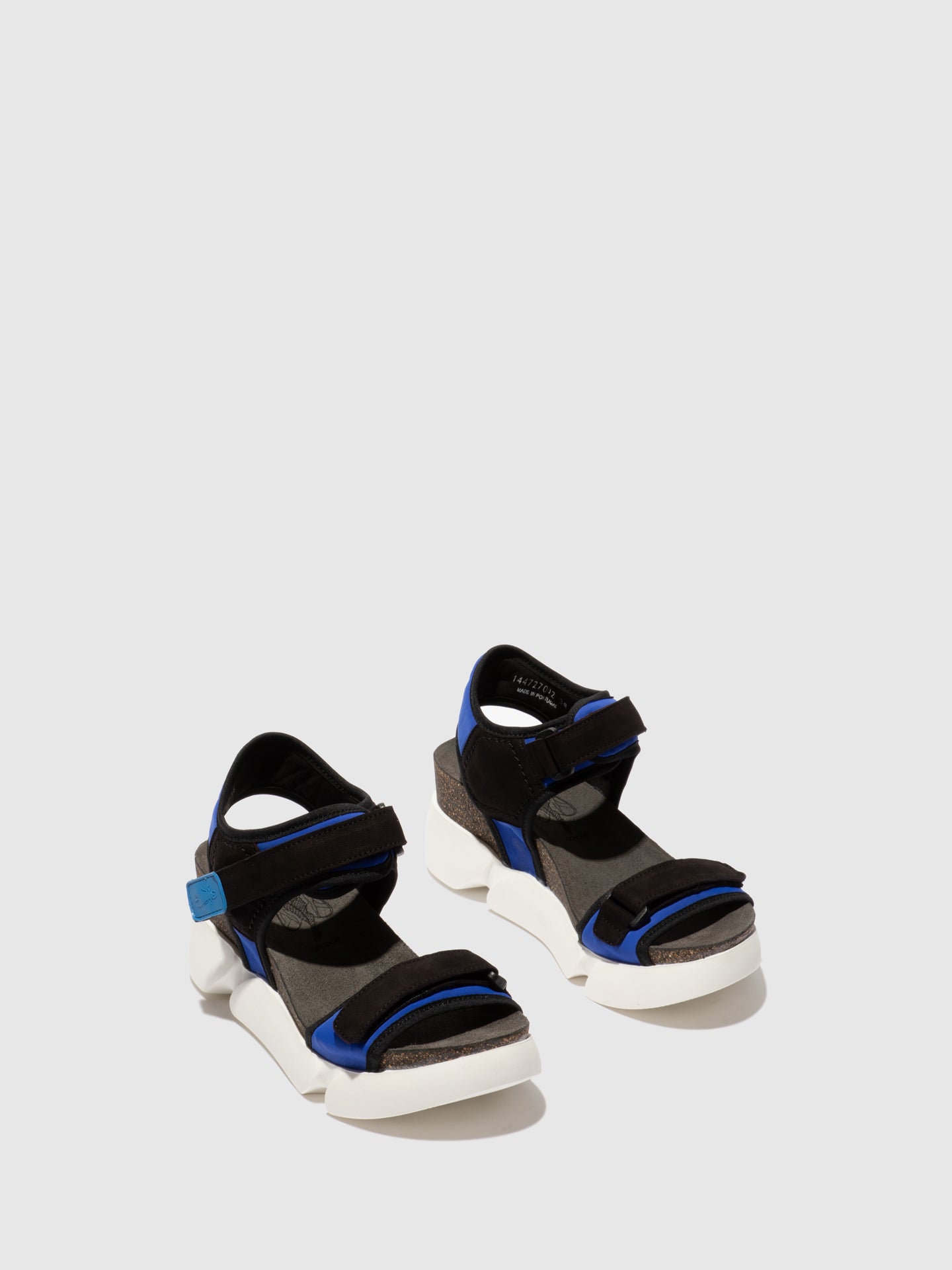 Fly London Velcro Sandals SIGO727FLY STRETCH/CUPIDO  BLUE/BLACK
